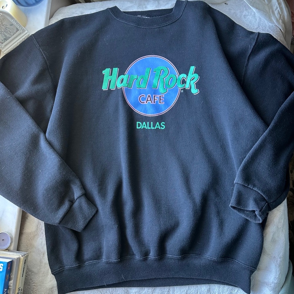 Hard Rock Café Black Crewneck Sweatshirt Pullover Dallas Vintage